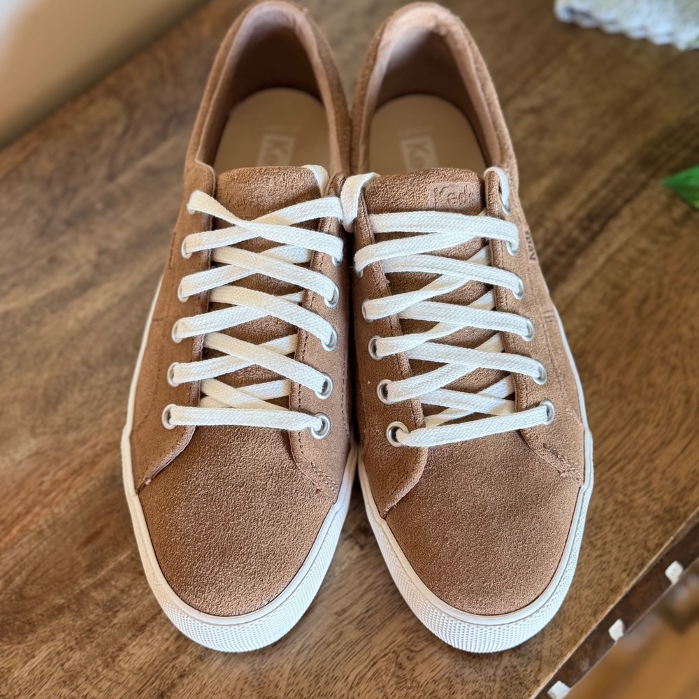 Keds Jump Kick Duo Women Size 8 Tan Suede Platform Sneaker Lace Up Casual Preppy - Picture 3 of 10